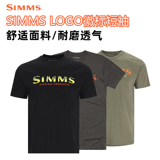 SIMMS新款美国SIMMS春夏短袖T恤男透气舒适百搭路亚钓鱼服体恤上衣进口 12803短袖/深蓝色 S