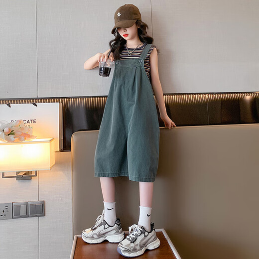 
Qipai Girls Suit Summer Thin 2024 New Fashionable Girls Summer Suit Children's Summer Overalls Summer Shorts Overalls 160 (suitable for height 150CM)