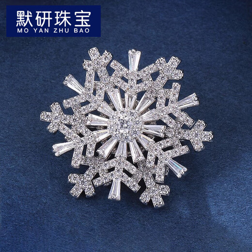 MOYAN Snowflake Brooch Women's Exquisite Rotating Snowflake Pin Niche Design Corsage Suit Accessories Silver White Rotating Snow Crystal A25-209