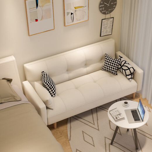 Genji Muyu Apartment Economical Small Apartment Internet Celebrity Sofa Bedroom Women's Mini Rental Living Room Single Fabric Small Sofa Cream White Cotton Linen (Free Pillow) Store Manager Couple's Special Seat 1.4 Meters Long (Factory Direct Sales)