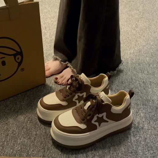 Oxiying Schwarz-Weiß-Stern dicker Sohle große Zehenschuhe für Frauen 2023 Neue hochwertige koreanische INS-Schuhe Sport schwarz 38