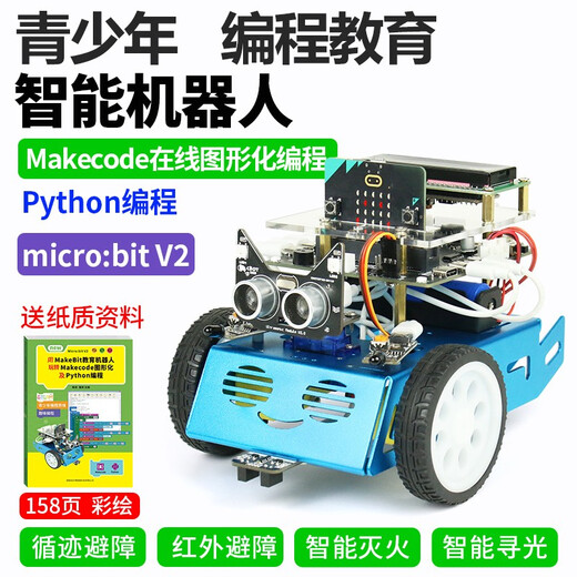 CreateBlock Microbit V2 Programmierfernbedienungs -Roboter Grafisches Smart Car Python Education D -Paket: B+ Starter Kit Red Microbit Motherboard ist nicht enthalten