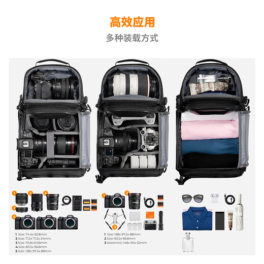 Zhuoer Hard Shell丨New Product Camera Bag Shoulder Crossbody Bag Micro SLR Photography Bag One Machine and Two Lenses Professional Portable Large Capacity Crossbody Photography Shoulder Bag Knight Black