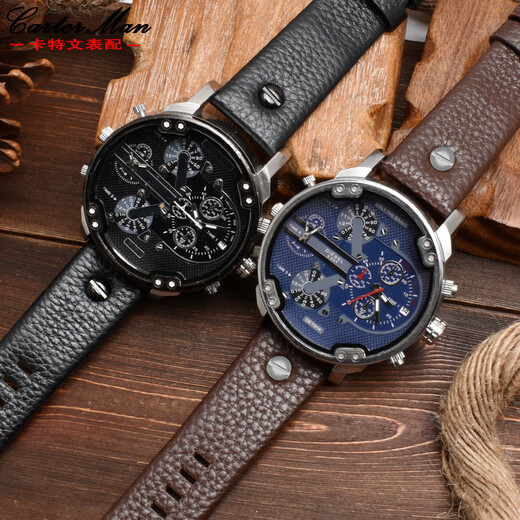 
Cartervin adapted to Diesai leather strap DZ7257 1657 4323 7314 7313 7371 series head leather black with nails silver buckle 26mm