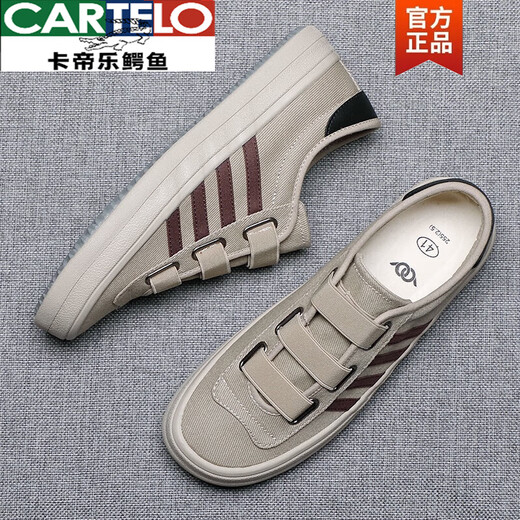 CARTELO. Canvas shoes men's 2025 new summer men's shoes breathable shoes men's casual shoes one-foot pedal shoes trendy all black (leather shoe size) 41