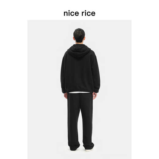 Nice riz bon riz 400g en tout-coton Terry Tissu en moule en bas du fond fait de vieux sweats à capuche lâches NGD12048 lavage noir (400g) xl