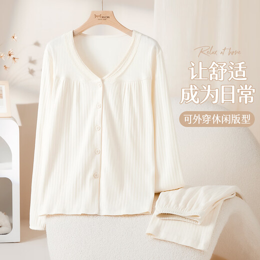 Catman women's pajamas for women in autumn and winter 100% cotton comfortable cardigan long-sleeved trousers can be worn outside home clothes 25 years new product