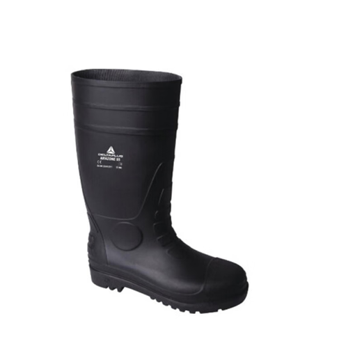 Delta 301407 Bottes d'eau de sécurité élevées PVC PVC Anti-slip imperméable, anti-smash, anti-puncture, résistant à l'huile, acide-alcali-résistant, résistant à la corrosion, anti-statique Boots de pluie noire 41