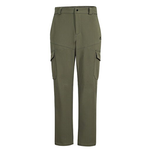 Pioneer Camp Winter Overalls Men's Outdoor Hiking Pants Cold Warmth Plus Velvet Windproof Soft Shell Pants Group Purchase Straight Leg Trousers Windproof Army Green L