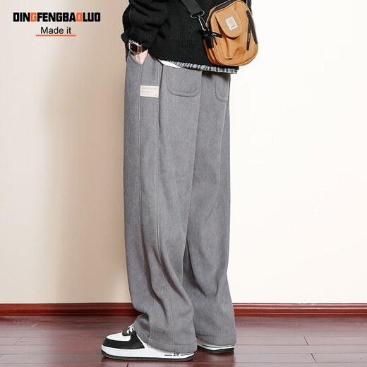 Pantalones de pana dingfengbaoluo pantalones casuales de primavera para hombres estadounidenses retro de pierna abierta gran tamaño hk9201 gris 4xl