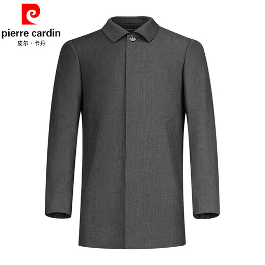 皮尔卡丹（pierre cardin）羊毛外套男春秋季高级品牌商务休闲中年男士单排扣西装领夹克外套 深灰 2XL