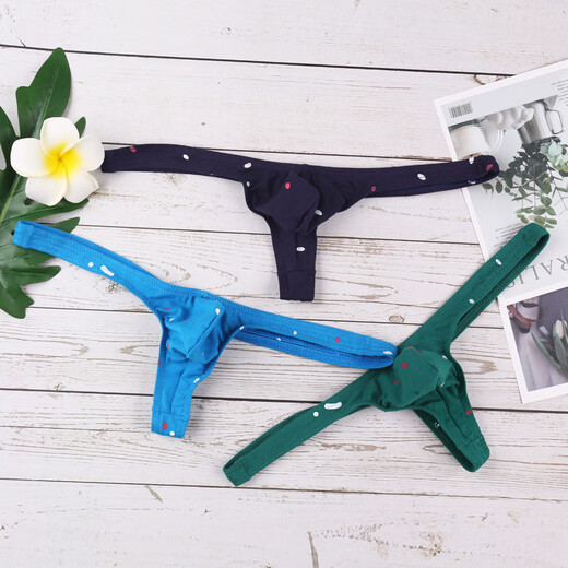 ROSELEX confidential delivery cotton printed thong men's cotton underwear sexy U convex bag personality star M red star