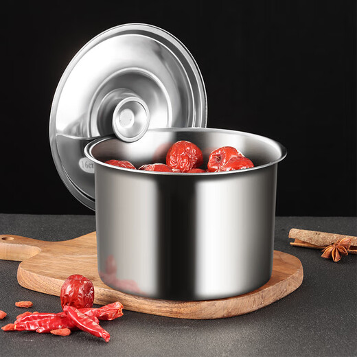 Baijie seasoning jar stainless steel seasoning jar flavor cup with lid seasoning box thickened lard jar seasoning barrel oil basin seasoning jar