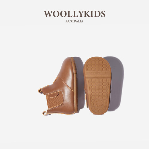 Lamb Wally woollykids baby genuine leather Martin boots for boys and girls autumn new soft-soled toddler shoes anti-slip shoes chestnut color inner length 13cm suitable for feet 12.5cm long