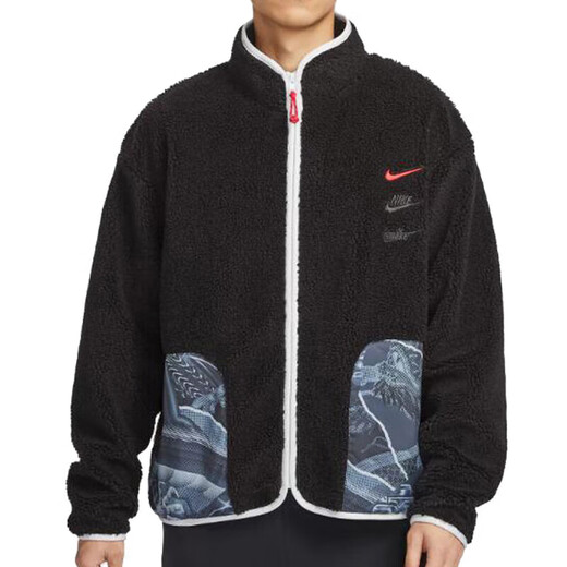 Nike (Nike) Site officiel Ship Store Men's Summer Fleecece Windproofing Warm Casual Wear Using Loose Stand Collar Veste Sportswear FZ6194-010 Black New Year Model 2xl (185 / 100A)