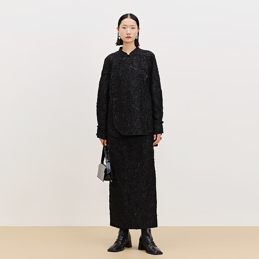 AUM (AUM) Easy Suit AUM AUM 2025 Spring New New Chinese Jacquard Cutout Shirt Black Skirt Black Shirt S