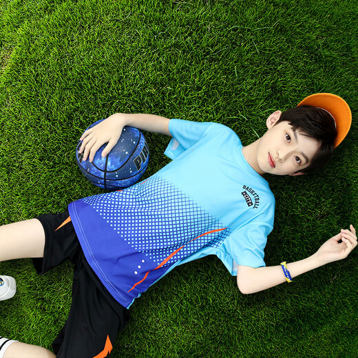 Jingga children's basketball uniform summer suit boys sportswear medium-sized children's short-sleeved two-piece set boys training suit quick drying clothes 9905 red (positive size) 130