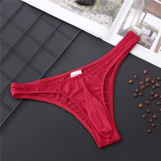 Gorgeous gun bullet separated sexy underwear men's thong sexy large size men's u convex pants M pink