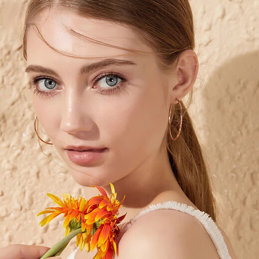 18K gold earrings, plain hoops, large earrings for women, gold and silver rose gold summer earrings 2024, extra large rose gold earrings (diameter 6 cm)