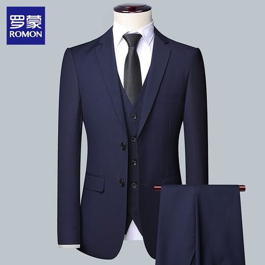 Luo Meng high-end no-iron anti-wrinkle suit men's business casual wedding formal suit jacket top men's black (suit + trousers + shirt + gift bag) XL