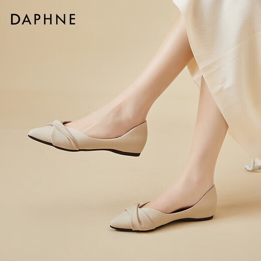 Daphne Single -Schuhe für Frauen im Sommer speicherte Zehen Temperament Flache Schuhe bequem und vielseitige Frauenschuhe 4022101132 Beige 38