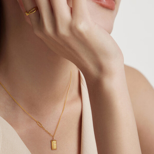 Chow Tai Fook Rich Small Gold Bar Necklace Women's Pendant Gold Set Chain (labor cost 880) F226470 40cm pure gold about 7.40g