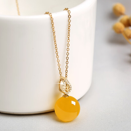 Xiyinfu natural agate bead clavicle chain women's chrysoprase pendant s925 silver chain ethnic style necklace 14mm red agate-gold buckle + chain