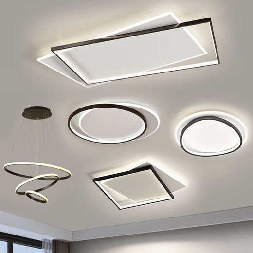 Yongzhi Foshan living room lamp home bedroom lamp new combination whole house chandelier complete package led ceiling lamp lighting 8102 three-ring chandelier three colors