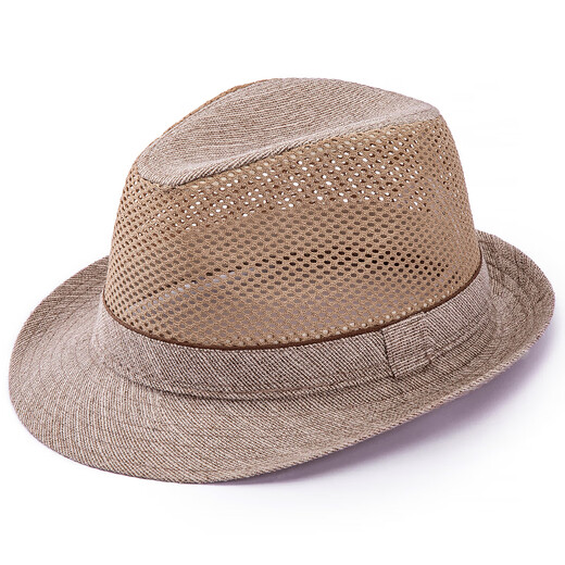 Middle-aged and elderly hat men summer top hat sun hat cool hat casual outdoor mesh summer dad breathable straw hat grey 56 cm