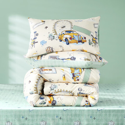 FUANNA Children's Home Textiles Children's Bed Four-piece Pure Cotton Boy Cartoon Set Dormitory Student Cotton Quilt Cover Sheet Class A 40 Count Cotton Recommended by the Manager Holiday 40 Count 1.2 Meter Sheet Style Quilt Cover 152*210cm Three-piece Set