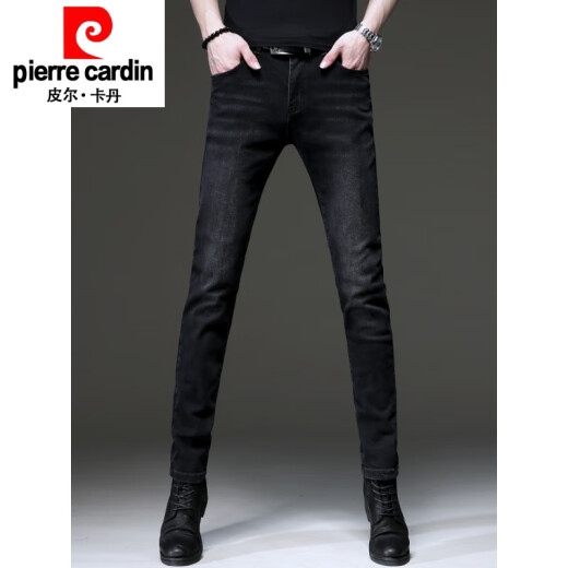 
Pier Cardin high-end summer thin black jeans men's Korean style trendy slim feet pants trendy casual trousers summer 1049 gray 34