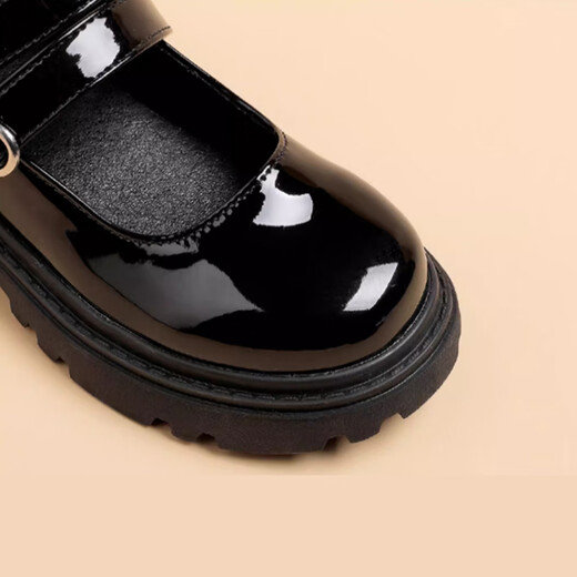 Lekali Girls 'Lederschuhe 2025 Frühlings- und Sommer Neue Kinderprinzessin Performance Schwarze Single-Schuhe mittelgroße Kinder im College-Stil Kinderschuhe Schwarze Love Lederschuhe Größe 32 Innenlänge 19.8 cm
