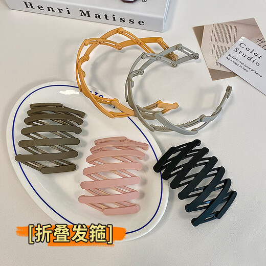 伸缩新款发箍折叠外出发卡女头饰儿童头箍随身便携 粉色