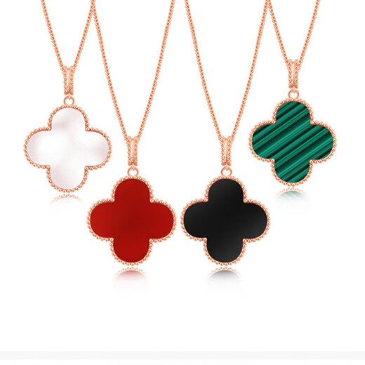 Jamie 18k gold four-leaf clover pendant large 20mm pendant as a gift for girlfriend 18k gold red agate pendant (necklace not included)