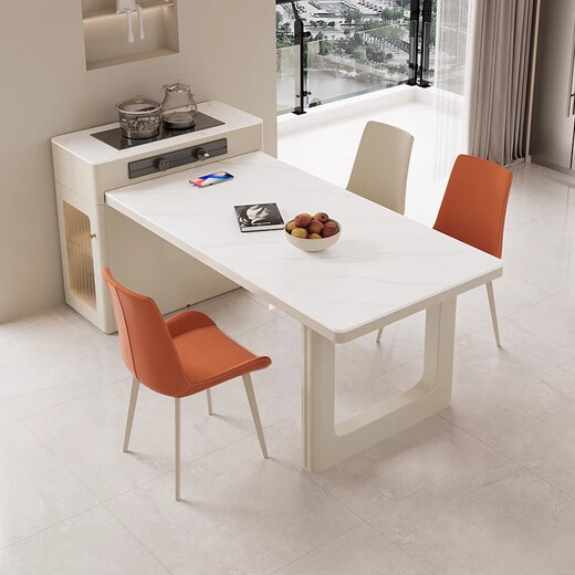Xiyahao island dining table integrated retractable household dining table and chair combination modern simple small apartment inverted dining table flat style island dining table 140cm slide rail socket