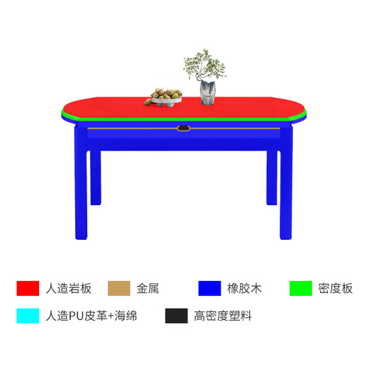 
Mingfu Shizhen Dining table, household thickened rock slab dining table and chair combination retractable solid wood dining table square and round dual-use dining table 690#