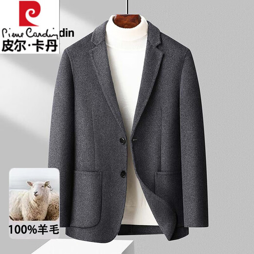 Pierre Cardin 100% reine Wolle doppelseitiger Wollmantel im Herbst und Winter Neuer Wolle kurzer Mantel High-End-Herrenanzug Jacke Kaffeefarbe [Wolle] XL 180