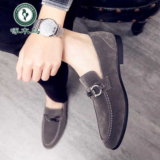 Specht 2025 Neue Frühling Einbeinige faule Bohnenschuhe Herren britische Spitze Zeh Casual Lederschuhe Matte Leder trendy Schuhe M866 Schwarz [hinzugefügte Fleece-Stil] 40