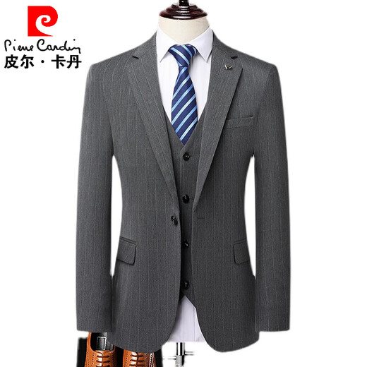 Pierre Cardin suit men's suit business casual suit two side slits double slit small suit slim fit men gray 48