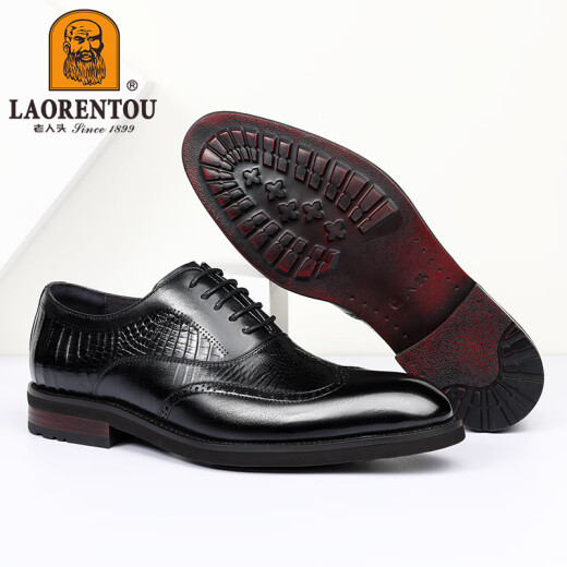 Zapatos de cuero de cabeza más antiguos zapatos formales de lujo de lujo zapatos para hombres zapatos de boda de la boda ladrillo de la vaca británica summer marrón lrt12591 negro 42