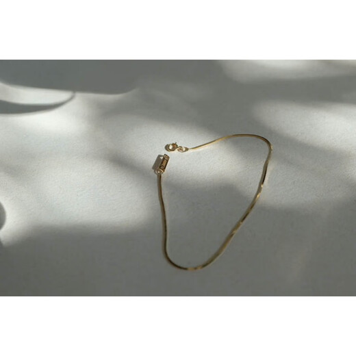 L.Bardeen 18K gold gold snake bone bracelet for women, French style, high-end, light luxury, simple basic style, very fine stacking, free 520 gift, 18k 16.5cm, ready stock