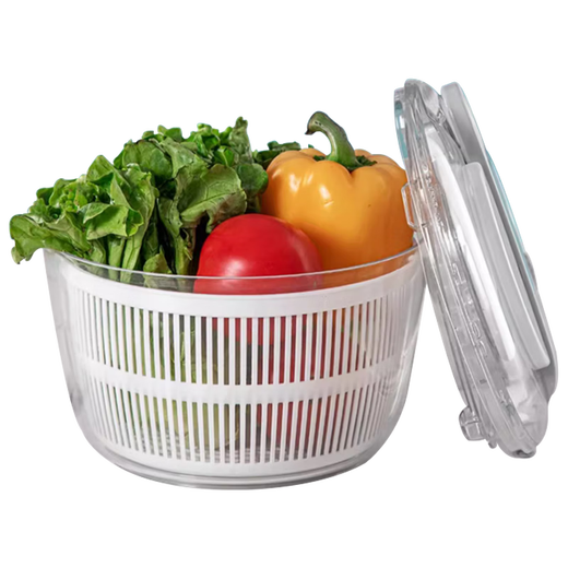 Axco Fruit and Vegetable Salad Dehydrator Vegetable Press-type Spin Dryer Washing Basin Drain Basket Washing Fruit Dehydration Large 5L Upgrade Large Capacity Double-layer Design