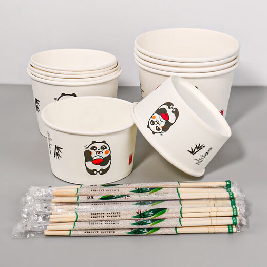 Disposable bowls and chopsticks, household thickened instant noodle paper bowls, commercial packed lunch boxes, disposable bowls and chopsticks lunch boxes, whole box batch, thickened 700 type paper bowls and chopsticks, 100 sets