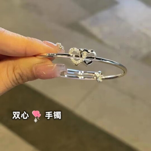莫比乌斯公主铃铛手镯女开口可调节闺蜜手环气质首饰七夕礼物 M1479【双环福字手镯1个装】