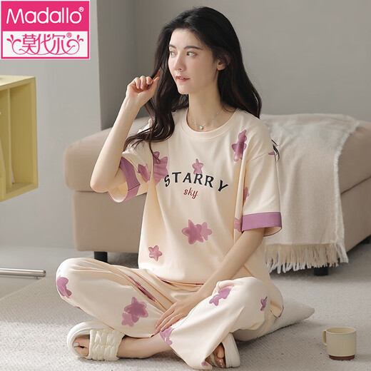 Modal pajamas for women summer pure cotton short-sleeved trousers thin summer 2025 new half-sleeved summer style can be worn outside home clothes 9712 2XL