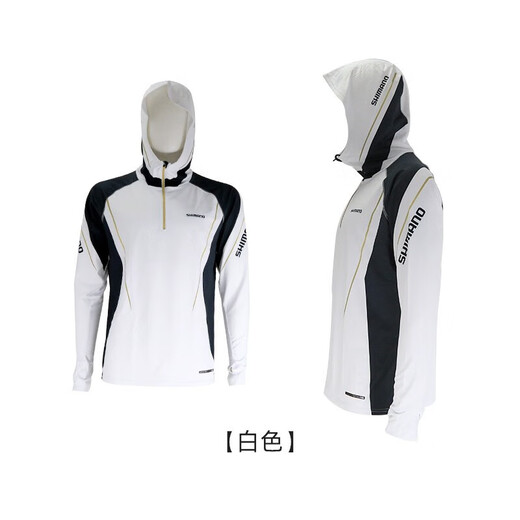 SHIMANO Ice Silk Fishing Suit New IN-053U Summer Hooded Fishing Suit Anti-mosquito Quick-drying Moisturizing Sun Protection Suit White L