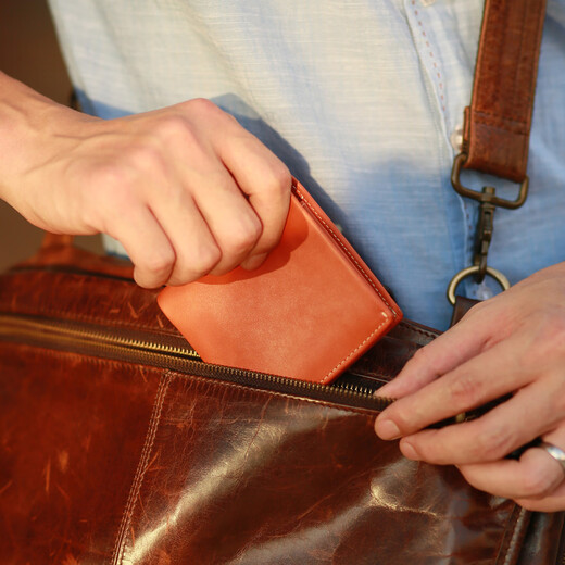 HANATORA Huahu Wallet Japanese-style genuine leather short model for women's handmade niche change men's card bag thin gift gift trendy brand Chinese Valentine's Day gift dark fragrance green