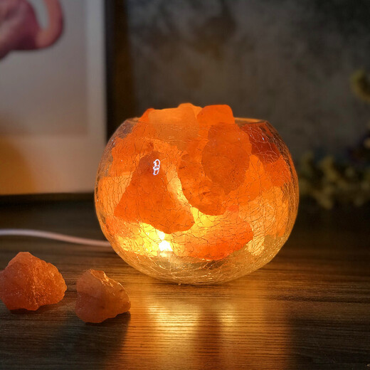 Light luxury high-end Himalayan crystal salt lamp, creative decorative table lamp, Himalayan crystal salt romantic bedside lamp, moon night light, bedroom button dimming model