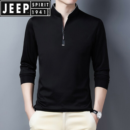 Jeep Spirit Spring и осенняя мужская футболка с длинным рукавом стенд воротника на молнии и осенняя базовая рубашка весна и осенняя ледяная футболка для мужчин осенней одежды Тренди 6623 Top Qing 170
