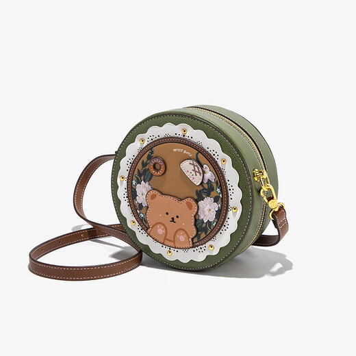 CLEVER & KETCHCK女包包新款2023复古单肩包斜挎包高级感小圆包生日礼物送女友 绿色